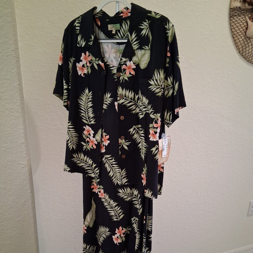 Tahiti Reef Club Vintage Hawaiian Tropical Jacket and Double Slit Dress Set - Picture 3 of 11